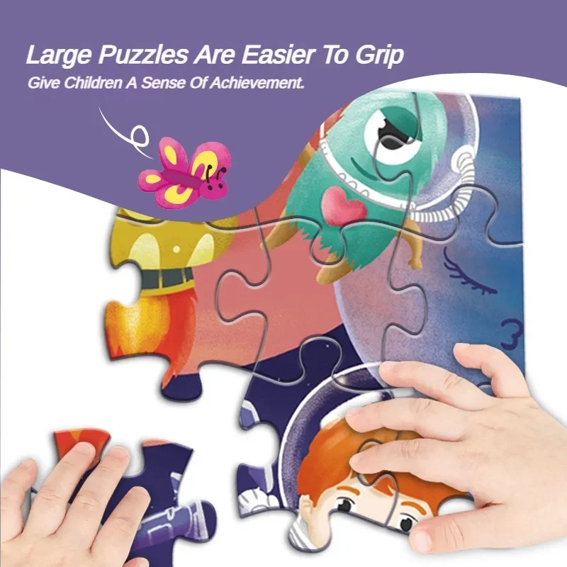 Cartoon Irregular Puzzles Paper 128 Pieces for Kid Educational Toy Various Mermaid Space Polar Bear Shark Elephant Gift for Kid 3