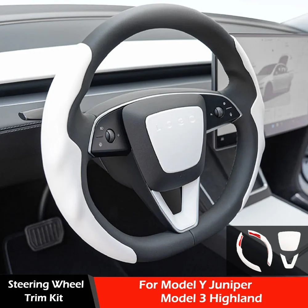 테슬라 모델 Y 주니퍼 모델 3 하이랜드 스티어링 휠 커버 프로텍터 자동차 액세..