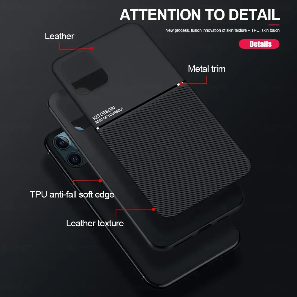 Premium Luxury Leather Phone Case with Built-in Metal Plate