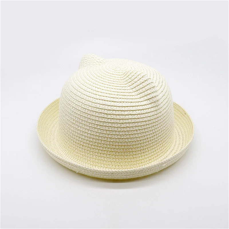 Nette Baby Hut Mit Ohren Sommer Stroh Mesh Baby Mädchen Junge Hut Kinder Snapback Baseball Cap Kinder Strand Sonnenhut – Detail 10