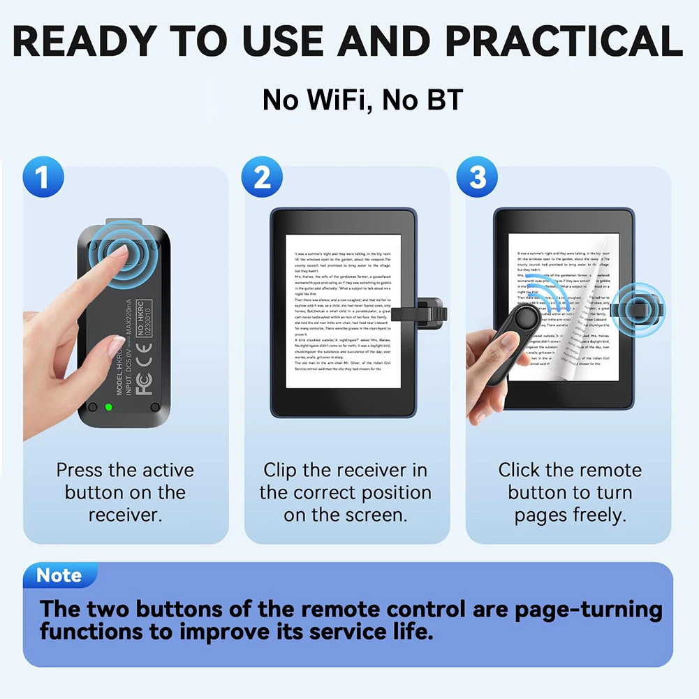 RF Remote Control Page Turner Auto Clicker Extenders Remote Trigger Hands Free Camera Shutter for Kindle Paperwhite eReaders