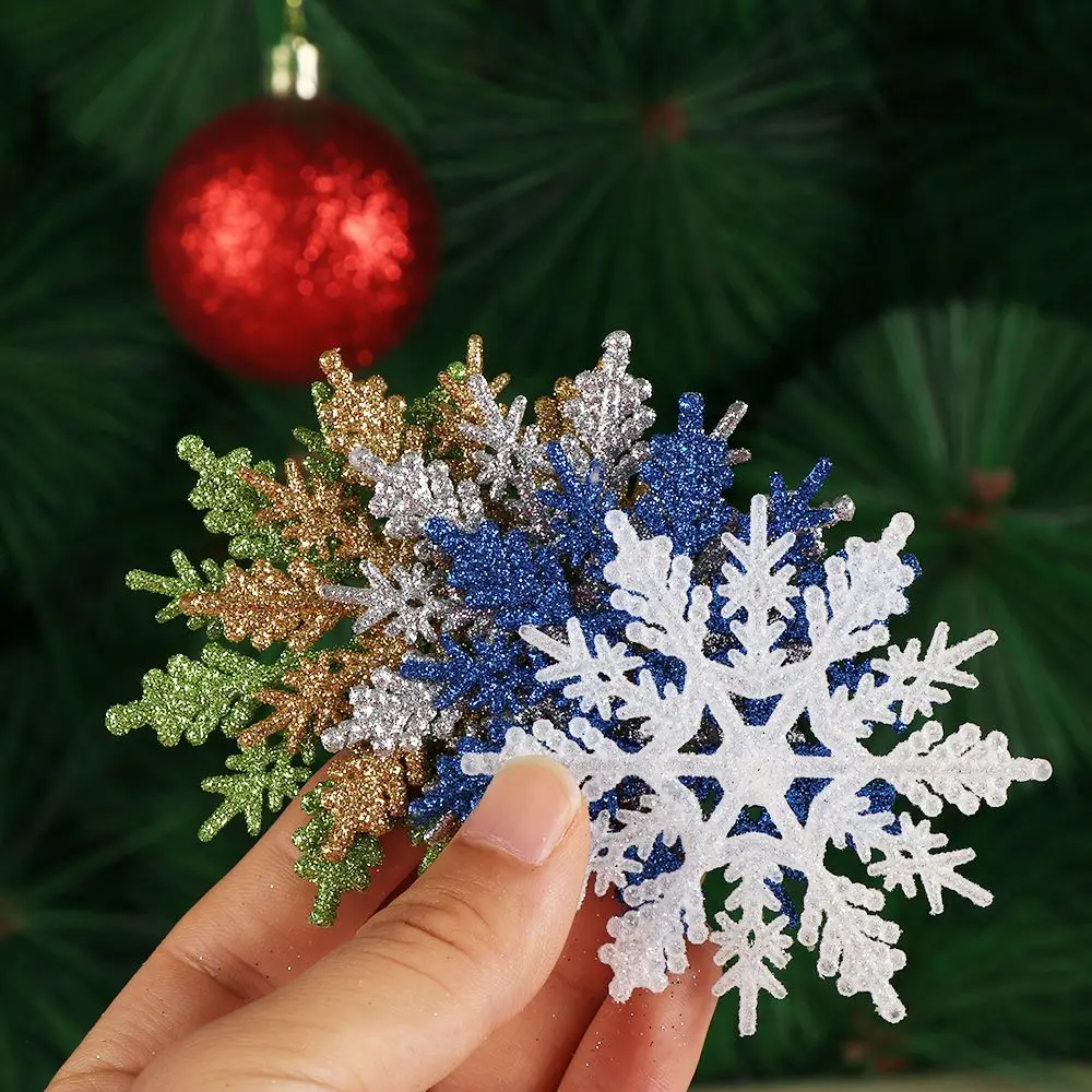 

12Pcs Plastic Glitter Snowflake Pendants for Christmas Christmas Tree Decorations Hanging Pendants Xmas Party Home Ornaments