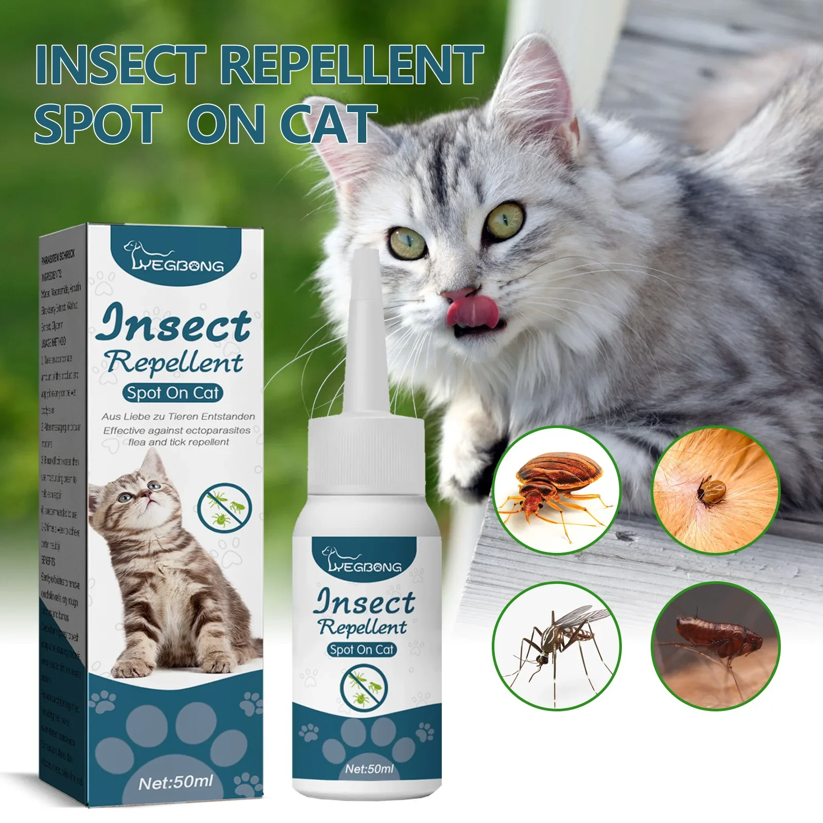 Anti-flea tick agent for pets insect repellent for cats and dogs skin cleaning lice and tick drops in vitro