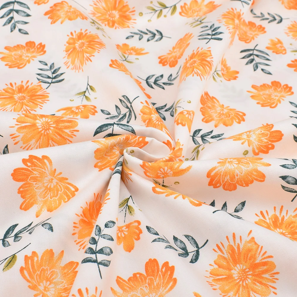 Chainho,Printed Twill Weave Cotton Fabric,DIY Sewing Quilting Material,Patchwork Cloth,Floral Series,4 Specification,CC351