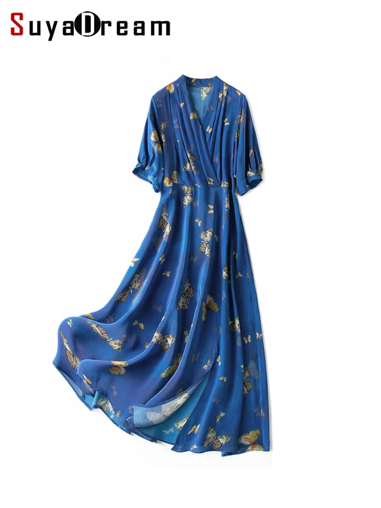 SuyaDream Women Elegant Silk Blouses 100%Silk Crepe Dots Printed Long Sleeved OFFICE Blouse SHIRT 2020 Spring Summer Top