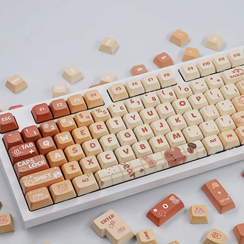 

133 ключа карамельного медведя тематические брелки PBT Материал Keycap XDA высота сублимированный Keycap механическая клавиатура Keycap подарок для девочек
