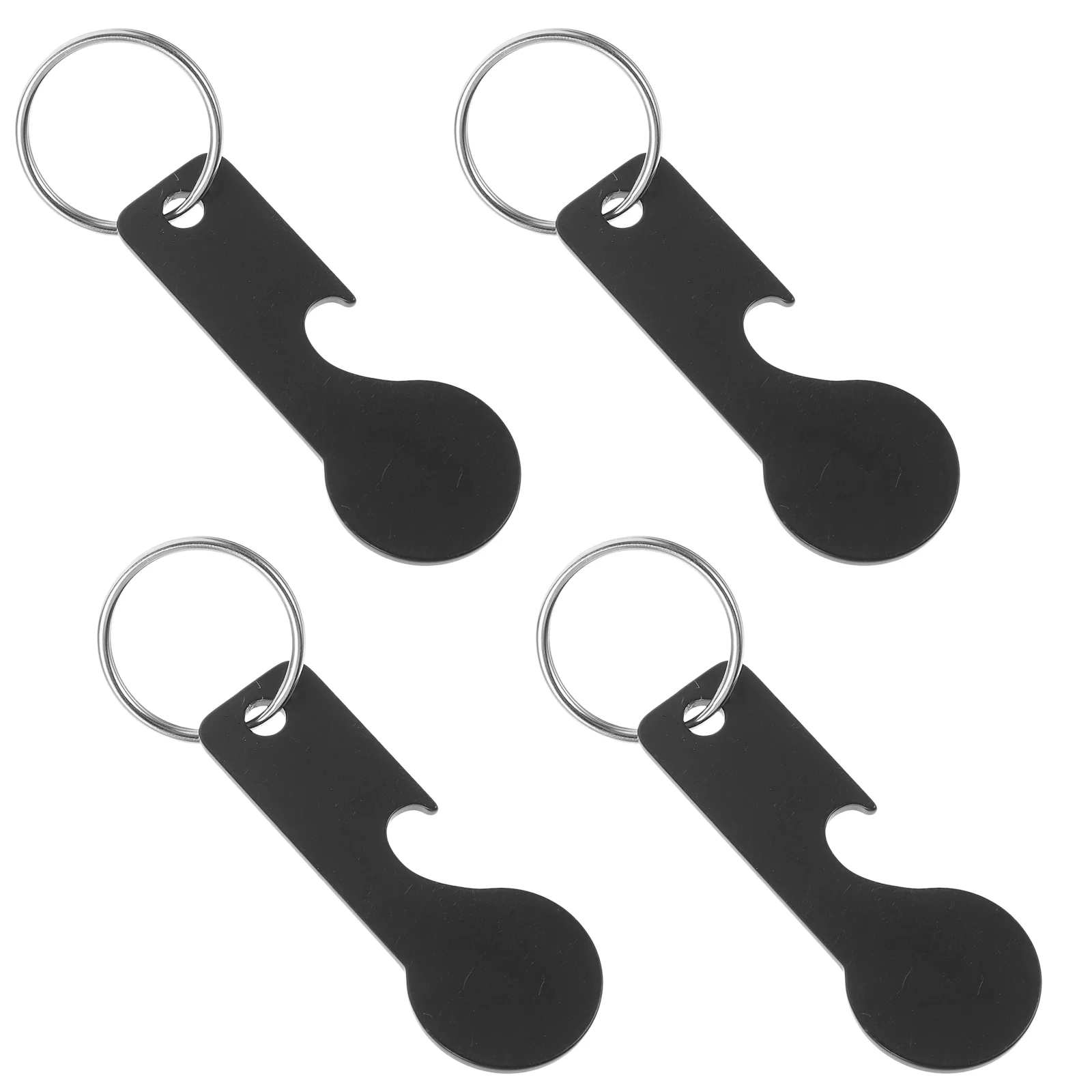 Stainless Steel Black Trolley Token Keychain for Shopping Carts