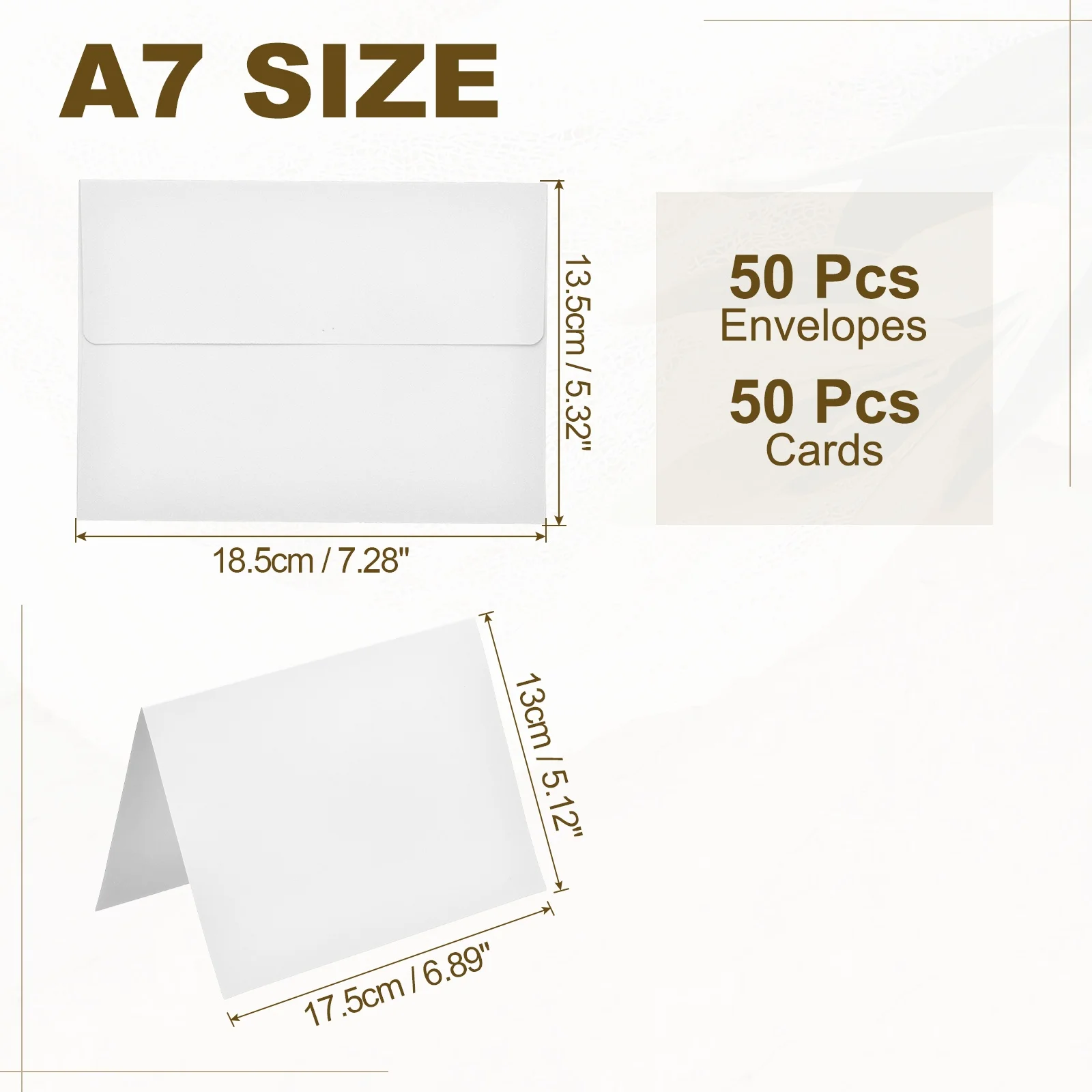 50-Set A7 Self-Seal Envelopes with Folded Cardstock for Invitations and Greeting Cards