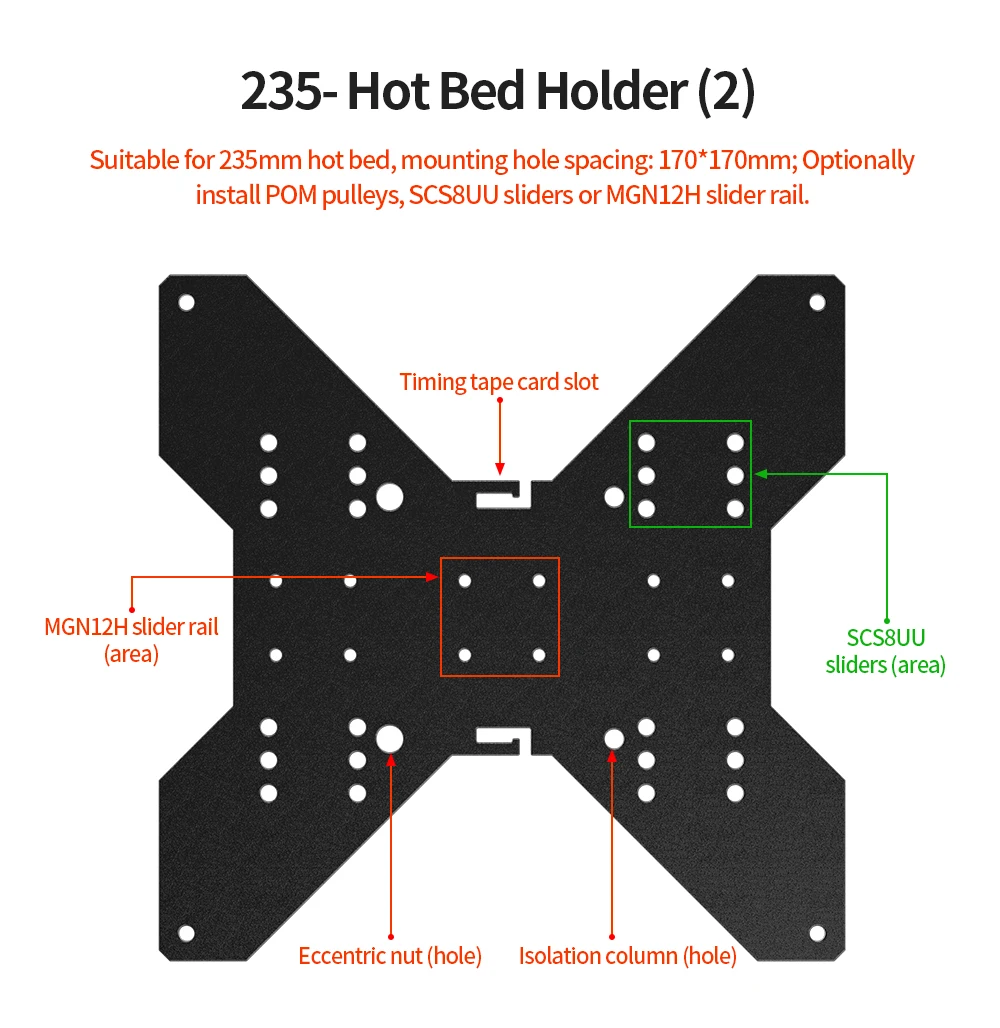Bed, Placa de suporte para 150mm, 235mm,