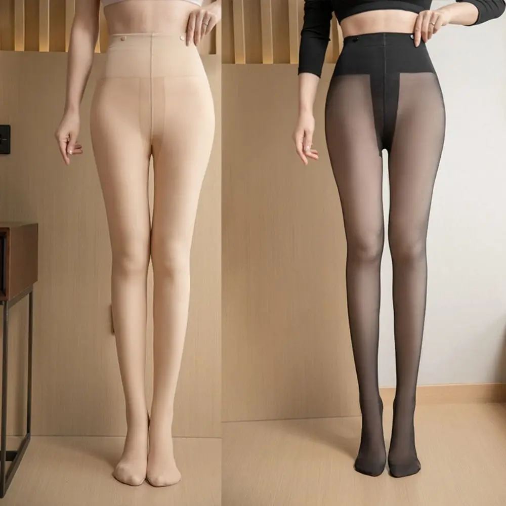 Plus Velvet Double-layer Thicken Bottoming Pants Nude Winter Pantyhose Women Stockings Bare Leg Artifact Thermal Pantyhose 230g ms render socks pure color pantyhose qiu dong with velvet thickening outside pressure wear joker pantyhose