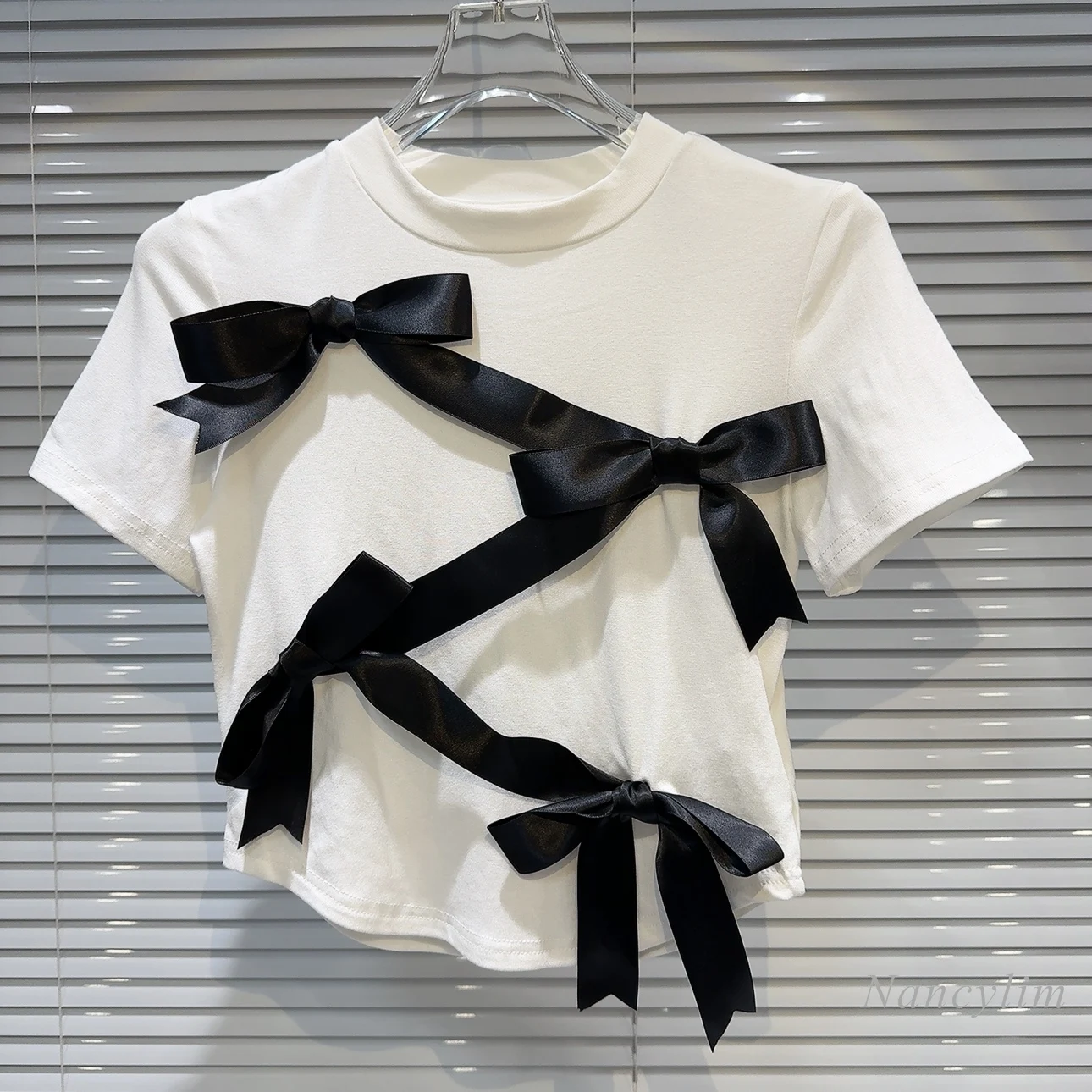 

Новинка лета 2024, персонализированная трехмерная бандажная Милая популярная футболка с коротким рукавом для девушек, Топ для женщин