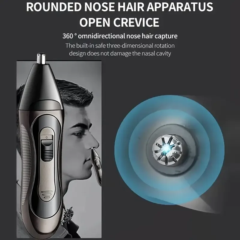 Professional Multi-Function Electric Razor for Men USB Rechargeable Dual Blade Stainless Steel Nose Hair Trimmer Precision Head