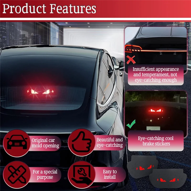 Brake Light Sticker for Model Y Devil Eye Car Taillight Sticker Automotive Exterior Accessories