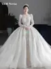 Customized Luxury Bedad Long Sleeve Winter Wedding Dress 2025 New V Neck Vestido De Noiva For Bride Gown Plus Size Floor Length 1