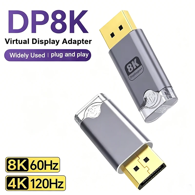 8K 디스플레이포트 더미 플러그 DP 가상 디스플레이 어댑터 DP 더미 플러그..