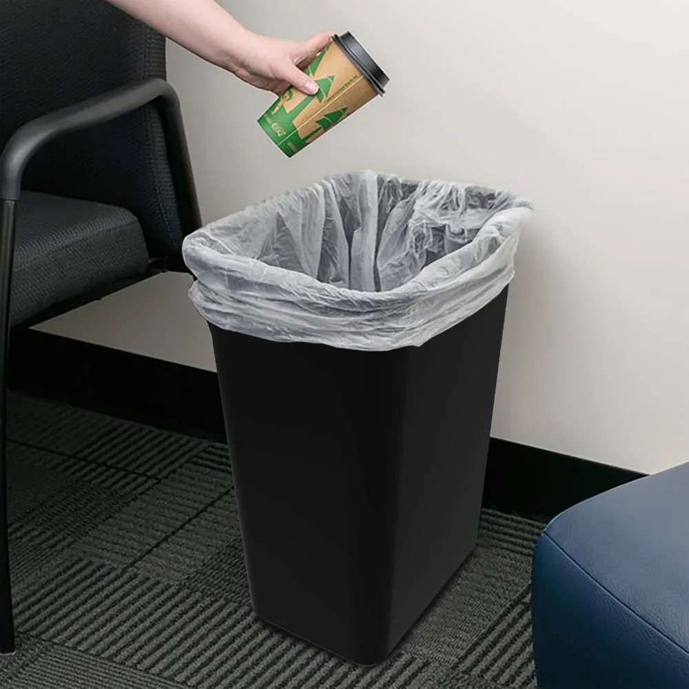 Large 10.25 Gallon Trash Bin – Plastic Garbage and Waste Bin for Office and Home, 15 x 11 x 20.75 Inches, Obsidian 4