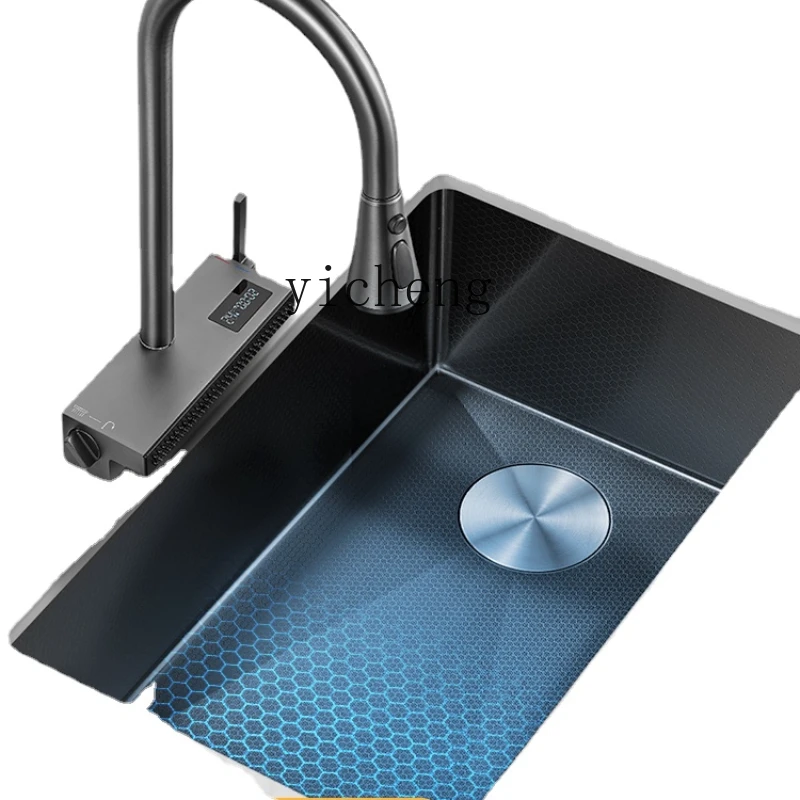 

XL Flying Rain Waterfall Sink Large Single Sink Kitchen Vegetable Basin Stainless Steel Scullery Nano