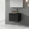 24" Bathroom Vanities Cabinet with Sink Combo, Wall Mounted Floating Cabinet , Champagne Boat Tempered Glass Vessel Sink 1