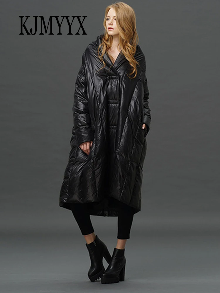 

KJMYYX 2023 High Quality Fashion Women Winter Jacket Female X-Long White Duck Down Parkas Coat Thick Hoody Winter Coat