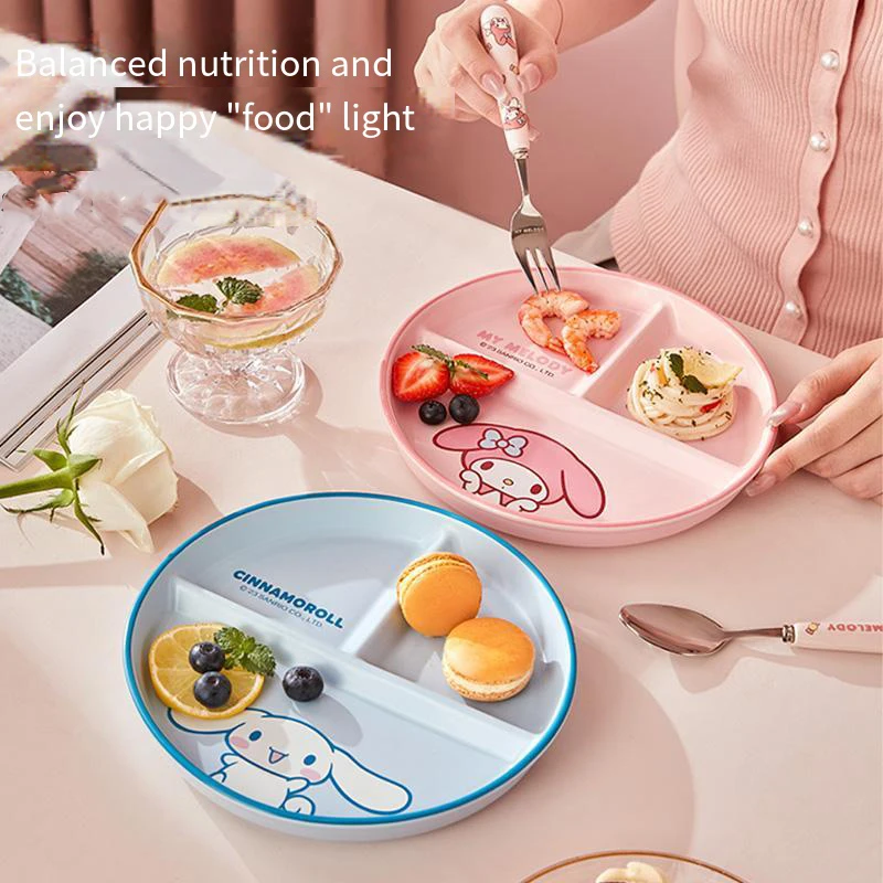 

Sanrio Hello Kitty Cute Ceramic Dinner Plate My Melody Cinnamoroll Creative Large Capacity Tableware Set Weight Loss Rice Bowl