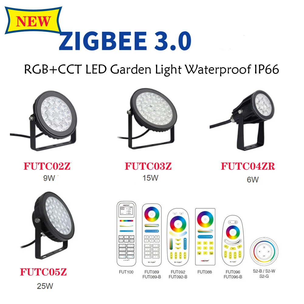 6W/9W/15W/25W Rgb + Cct Led Garden Light Zigbee 3.0 Impermeabile Ip66 Futc02Z Smart Outdoor Lawn Lamp Voice/App Control Ac110V-220V