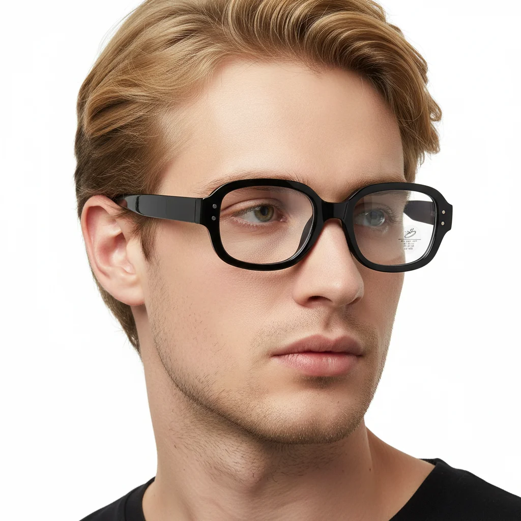 남성과 여성을 위한 새로운 타원형 검정색 두꺼운 테두리 작은 프레임 광택 선글..