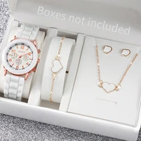 5/6PCS Women Watches Fashion Silicone Band Women Quartz Watches Jewelry Set Reloj Mujer Girls Clock Gift (Without Box) 2