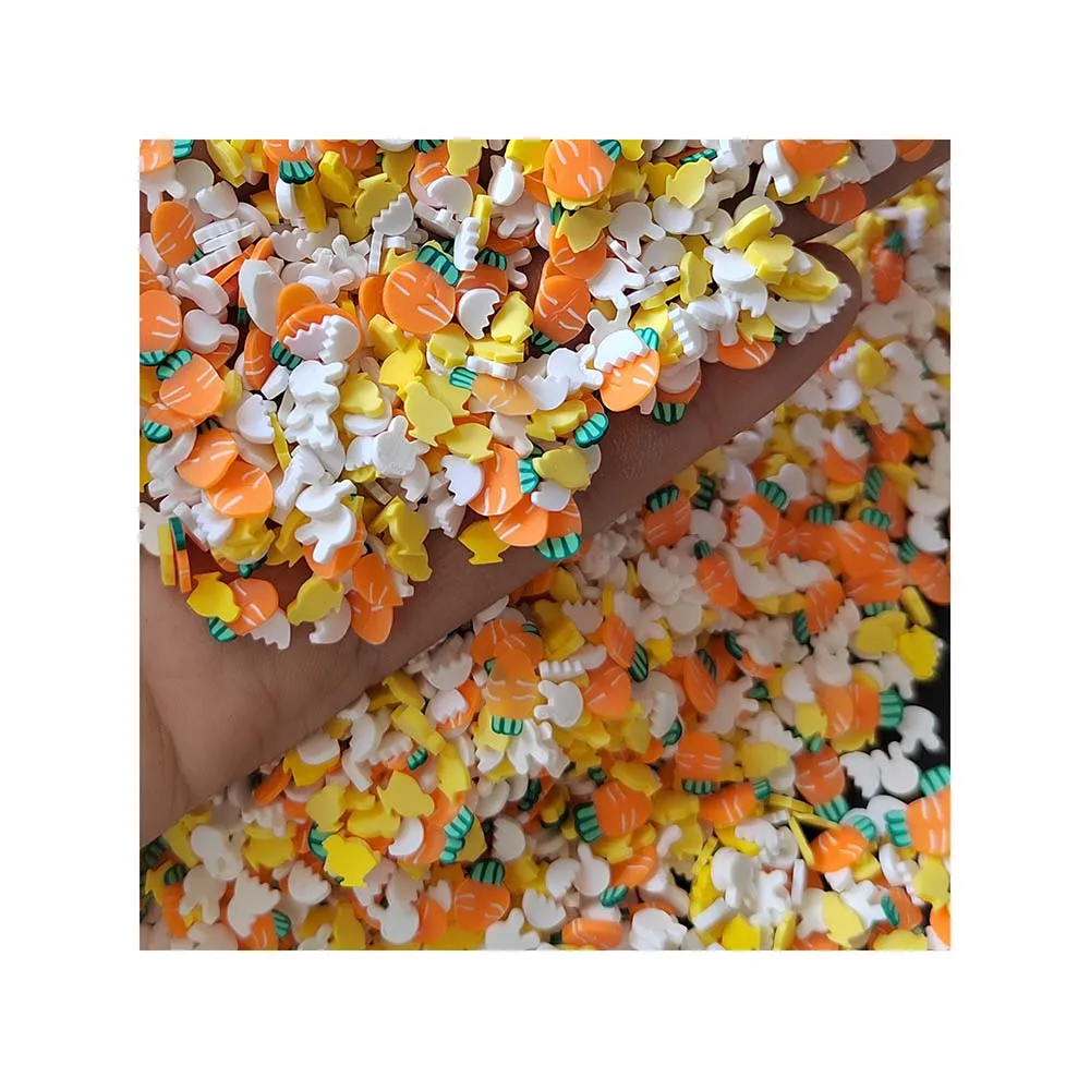 Orange Carrot White Bunny Rabbit Yellow Chicken Easter Mix Polymer Clay Sprinkle Slices For Holiday Party Decoration