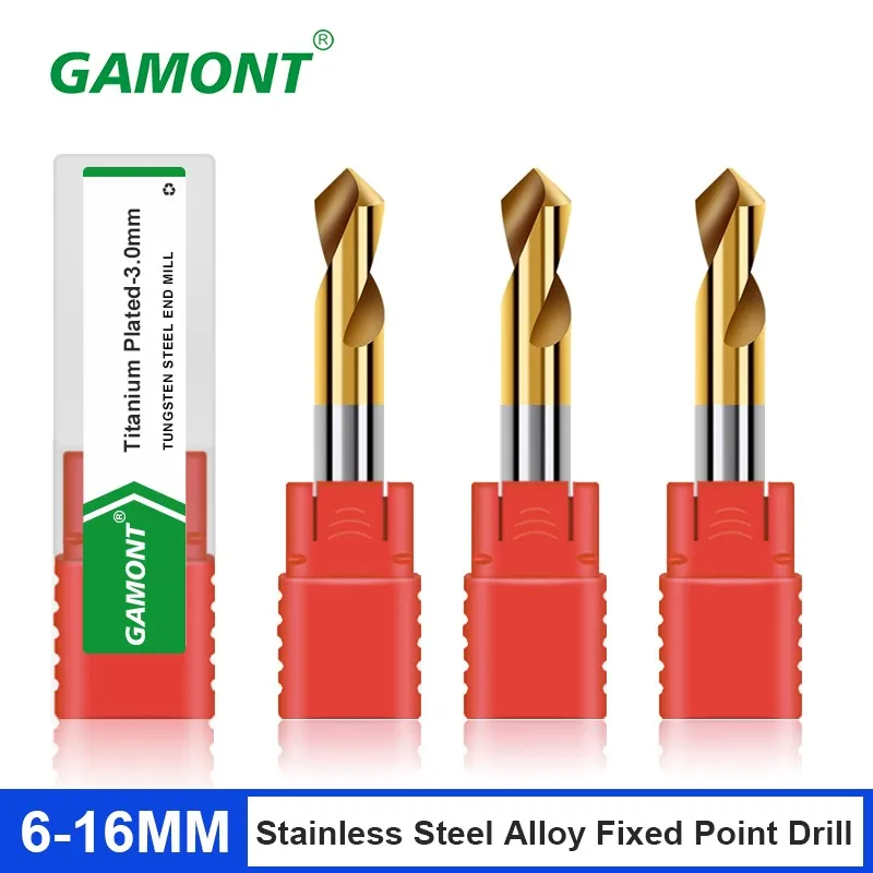 GAMONT Stainless Steel Bit Alloy Fixed Point Drill Titanium Plated Centering Drill Tungsten Steel Point Drill carbide alloy tungsten steel twist drill super hard stainless bit straight handle solid monolithic drill for cnc lathe machine