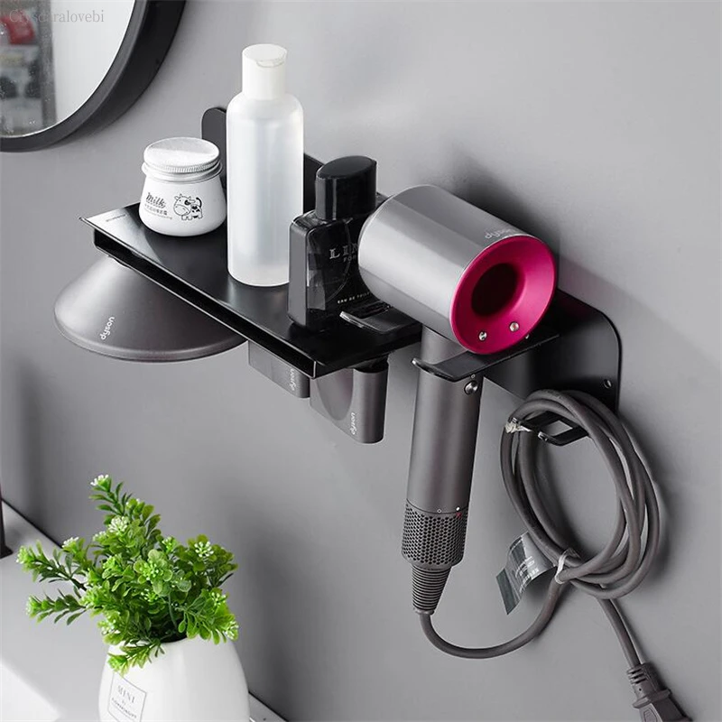 Bathroom Shelf Black For Dyson Hair Dryer No Drill Organizer Rack Hair Care  Accessories Holder| | - AliExpress