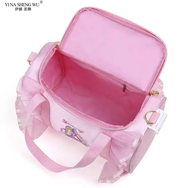 Kids Dance Bag for Girls Ballerina Bag Pink Lace for Ballet Class