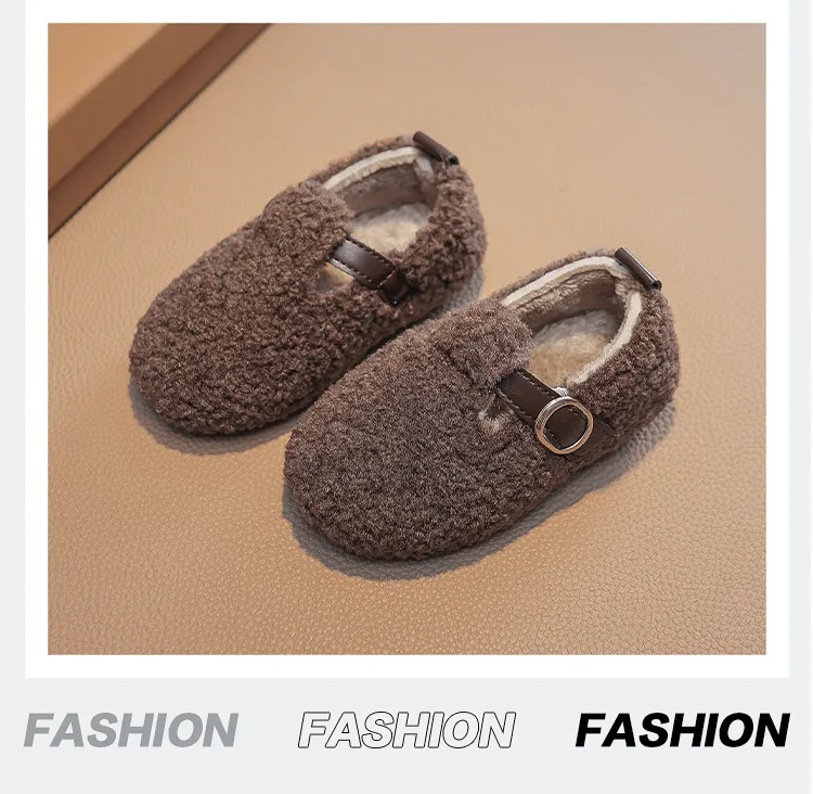 Winter-Kinderschuhe 2026 neue Mädchen-Flauschige Baumwollschuhe mit weichem Boden, rutschfeste Kindermode, einfache Plüschschuhe, Trend, vielseitig – Detail 12