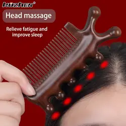 2 In1 3 In1 Head Meridian Massage Comb Sandalwood Wide Tooth Comb Acupuncture Therapy Blood Circulation Anti-static Smooth Hair