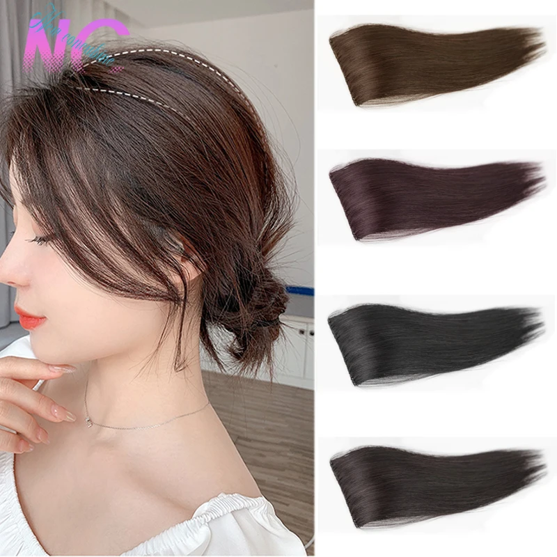 New Concubine Synthetic Invisible Hair Pad built-in Clip-on Hair Extensions Top Wig Woman Natural Black Straight Hairpiece