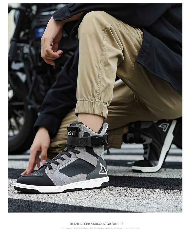 Men Motorcycle Boots Breathable Anti Slip Riding Shoes for Road Racing Casual Biker Gear