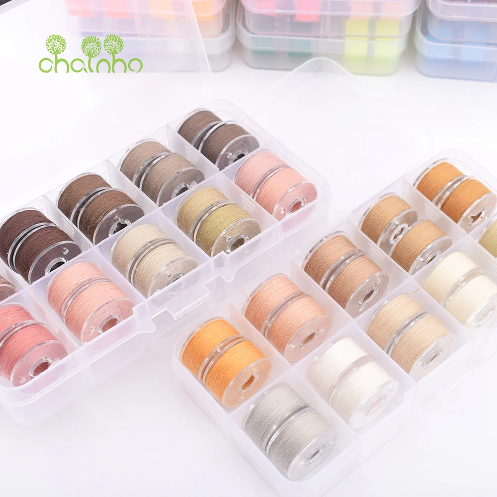 Chainho,Plastic Sewing Machine Bobbins Spools,With Chromatic Thread,DIY Sewing Tools Accessory,10 Color Available,1Pack,25SX9