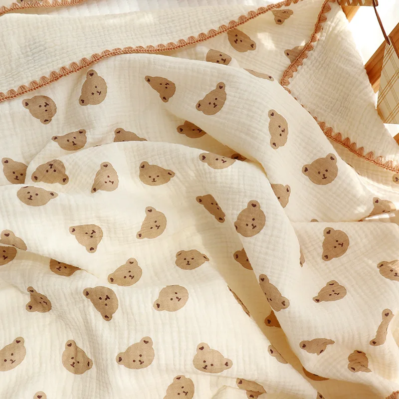 #My Soft Life# All Season 4 Layers Muslin Cotton Newborn Blanket Breathable Baby Swaddle Cute Cool Infant Quilt