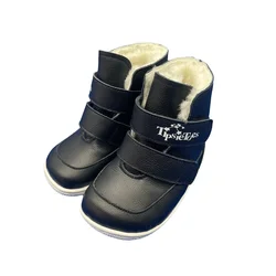 TipsieToes Genuine Leather Two-Strap Winter Boots with Real Fur Lining - 8 (Black)