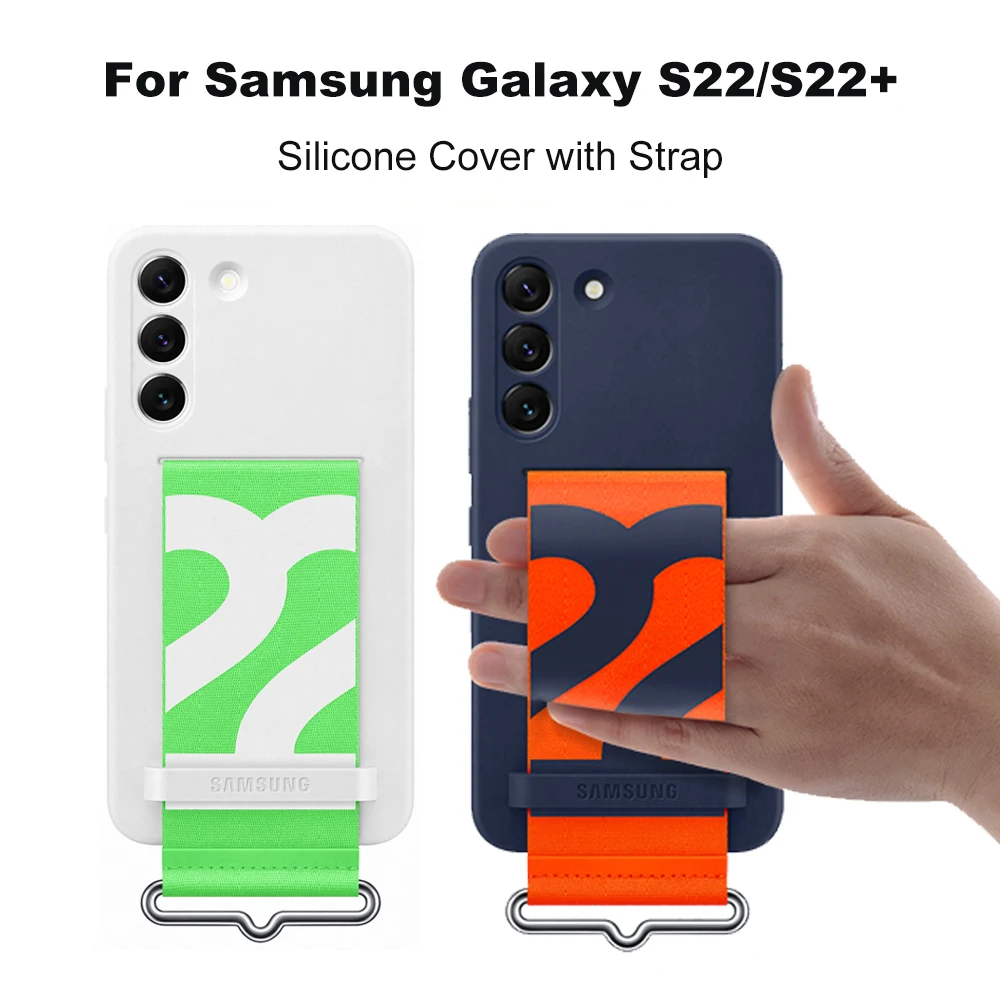 

Оригинальный силиконовый чехол для Samsung, чехол для смартфона с ремешком для Galaxy S22 S22 + S22 Plus, силиконовый чехол для телефона с ремешком