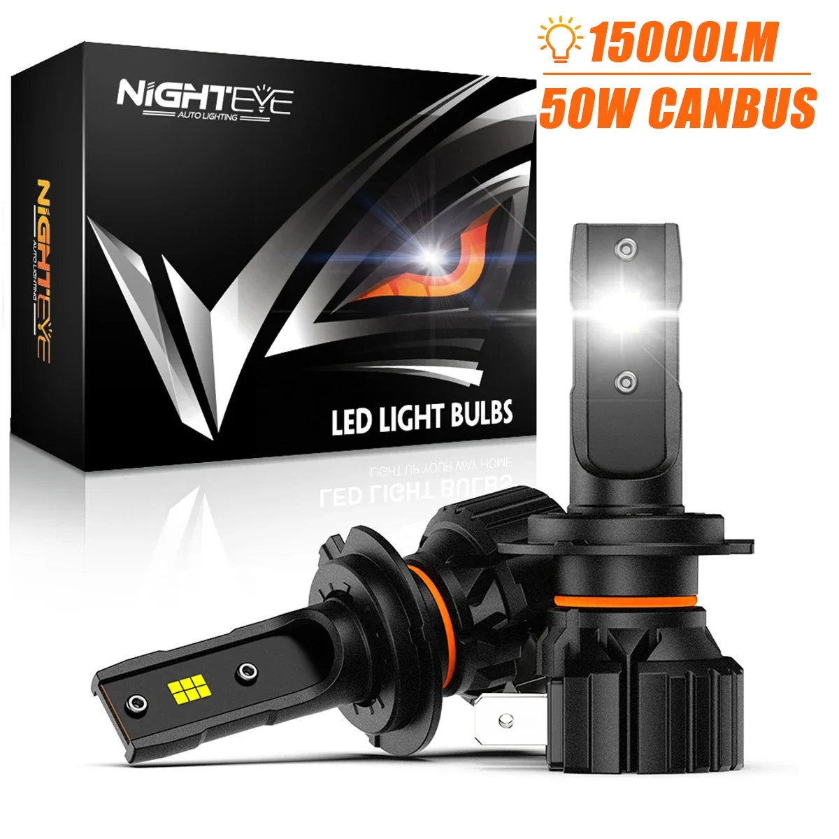 Лампы NIGHTEYE H7 для автомобильных фар, Canbus H4 9005 лм H11, лампы для автомобильных фар H8 H9 9006 HB3 6500 HB4 50 Вт K, Автомобильные фары