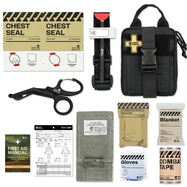 RHINO RESCUE CMS-Mini EDC Emergency Pack Tactical Bag IFAK with First Aid Pockets - Compact Tactic Survival Kit 1