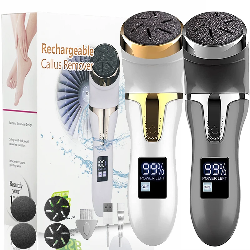 Electric Foot Grinder Electric Foot File Electric Foot Callus Remover Rechargeable Electric Foot Rasp Electric Pedicure Foot Sander IPX7 Waterproof 2 Speeds to Eliminate Feet Dead Skin and Calluses