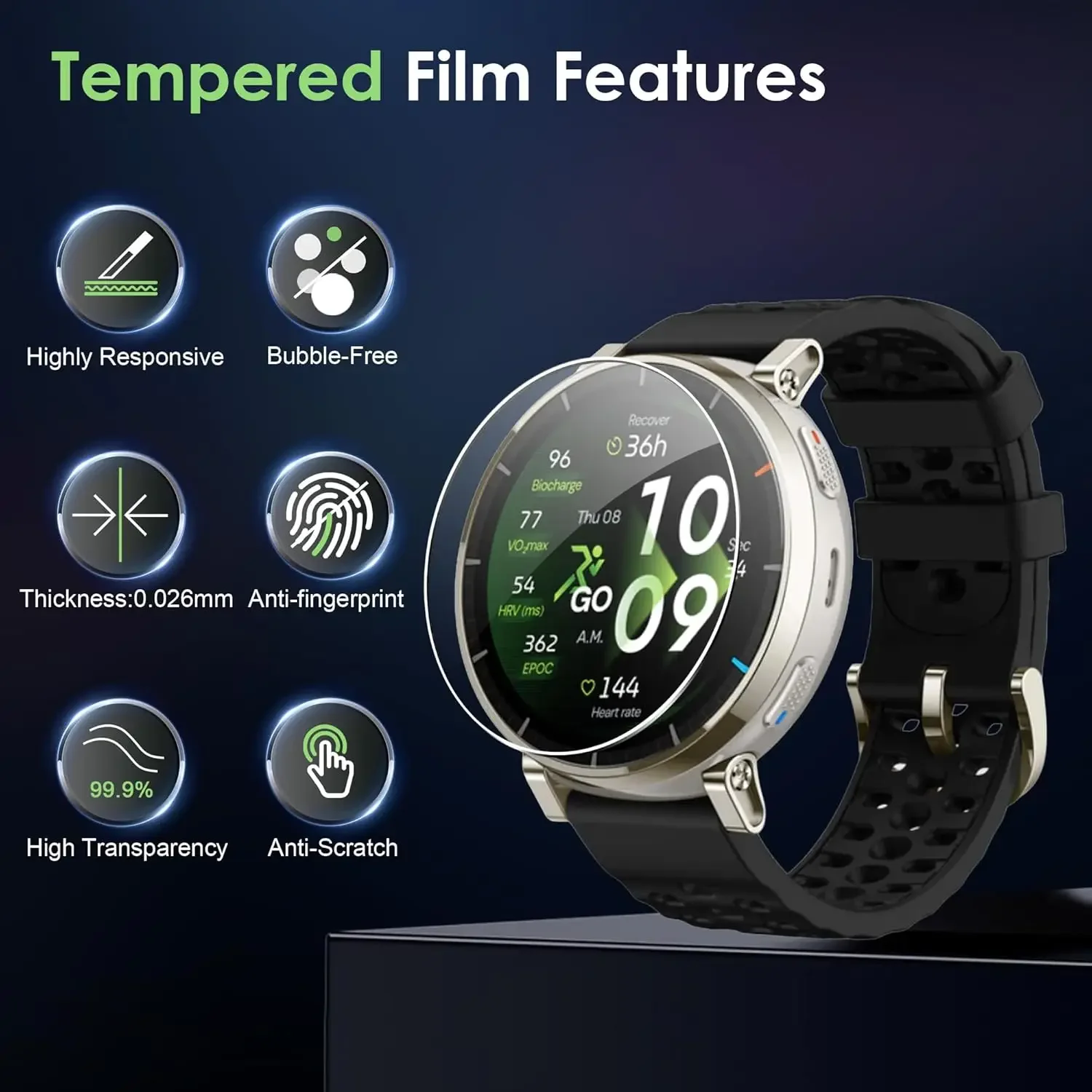 1/2/4Pcs Amazfit Active 3 프리미엄 스마트워치 HD 긁힘 방지 보호 필름용 강화 유리 화면 보호기 설치가 용이함