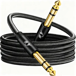 Premium 6.35mm Balanced Stereo Audio Cable, Male to Male Interconnect - 5m (Black)