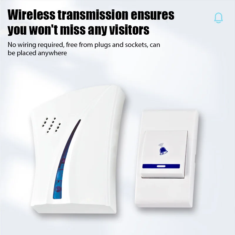 Home Wireless Smart Doorbell 100M Remote Control  Waterproof Plugless Doorbell with 32 Songs Easy Installation