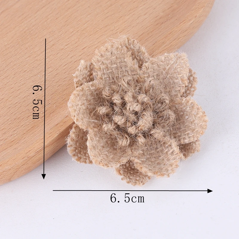 5Pcs Natural Burlap Flowers Handmade Rustic Rose Flower for DIY