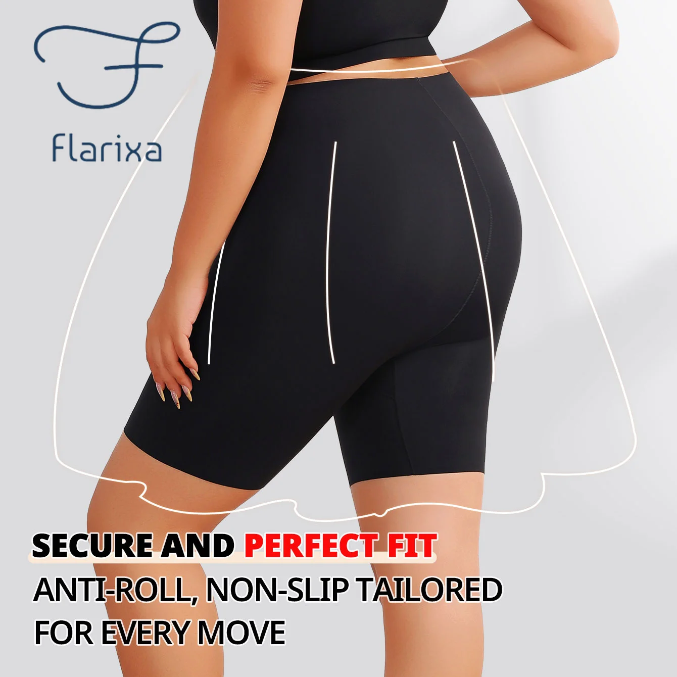 Flarixa Plus Size Thigh Shorts For Women High Waist Safety Pants Under Skirt High Elastic Anti Chafing Boxers Yoga Boyshorts