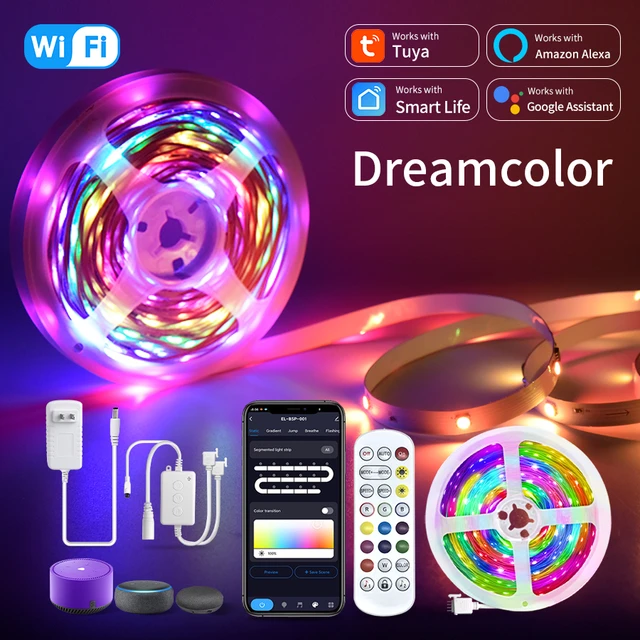 Tuya WiFi Dreamcolor LED Strip Lights 24V WS2811 RGB IC Addressable Led  Tape Room Decor Smart Life Work with Alexa Google Home - AliExpress