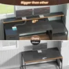 Computer Desk with 5 Drawer Power Outlet & Led Lights 66'' Home Office Desk with File Drawer Storage Monitor Shelf Gaming Desk 6
