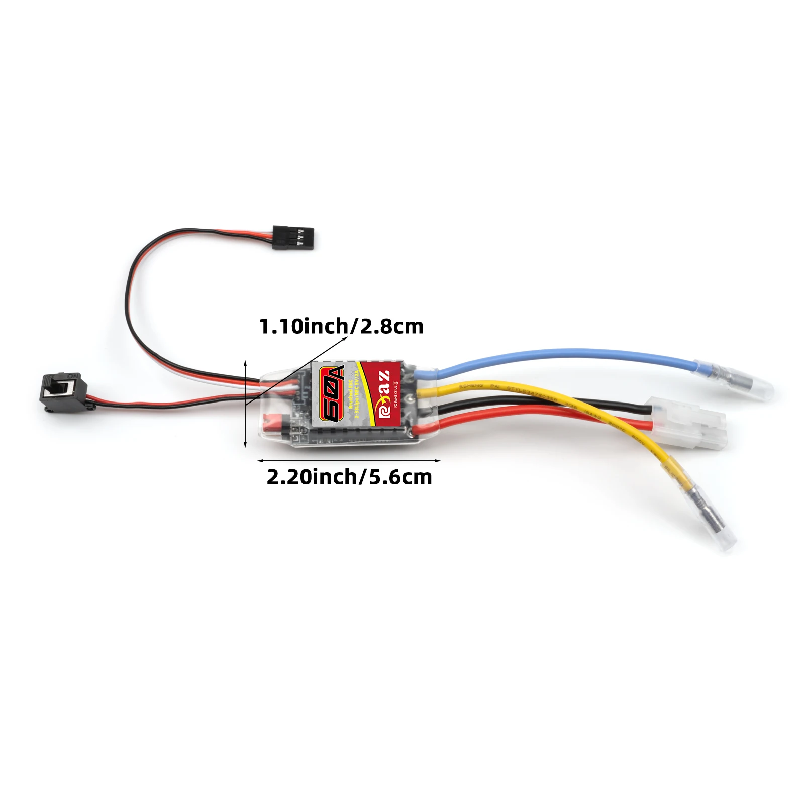 Boîtier du variateur ESC 60A/320A pour voiture RC, avec dissipateur en aluminium et logo.